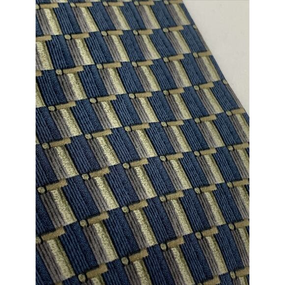 Jimmy V Chris Berman Collection Three Men's Silk 57" Necktie Blue Gray Geometric - Picture 2 of 5